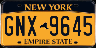NY license plate GNX9645