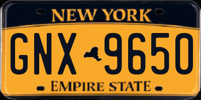 NY license plate GNX9650