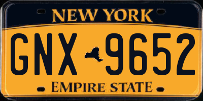 NY license plate GNX9652