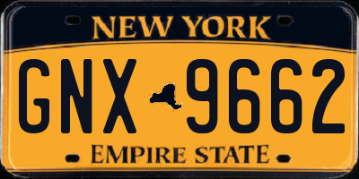 NY license plate GNX9662