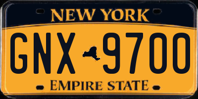 NY license plate GNX9700