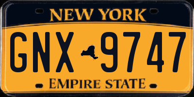 NY license plate GNX9747