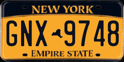 NY license plate GNX9748