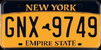 NY license plate GNX9749