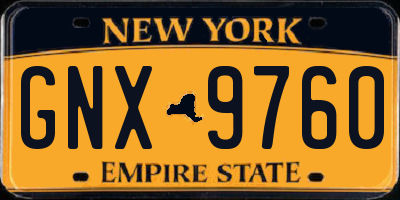 NY license plate GNX9760