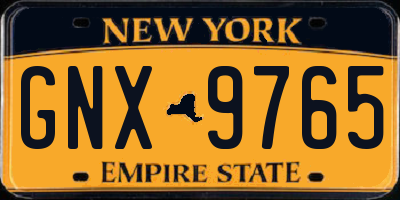 NY license plate GNX9765
