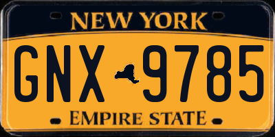 NY license plate GNX9785
