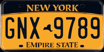 NY license plate GNX9789
