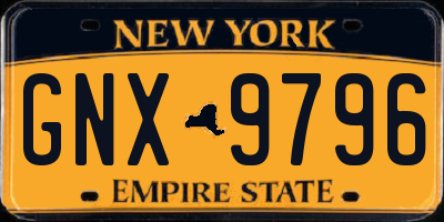 NY license plate GNX9796
