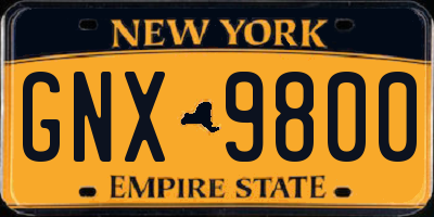 NY license plate GNX9800