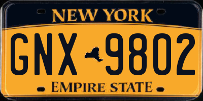 NY license plate GNX9802