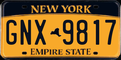 NY license plate GNX9817