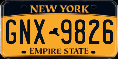 NY license plate GNX9826