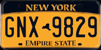 NY license plate GNX9829