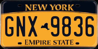 NY license plate GNX9836