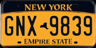 NY license plate GNX9839