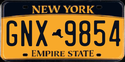 NY license plate GNX9854