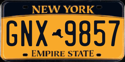 NY license plate GNX9857
