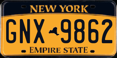 NY license plate GNX9862