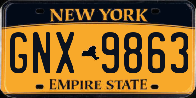 NY license plate GNX9863