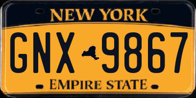 NY license plate GNX9867