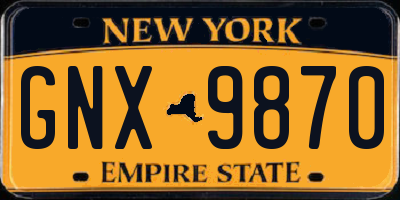 NY license plate GNX9870