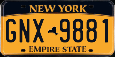 NY license plate GNX9881