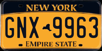 NY license plate GNX9963
