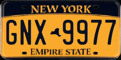 NY license plate GNX9977
