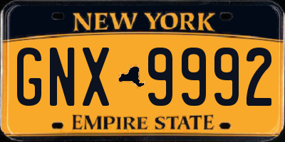 NY license plate GNX9992