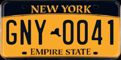 NY license plate GNY0041