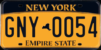 NY license plate GNY0054