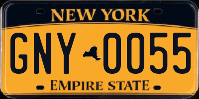 NY license plate GNY0055