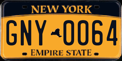 NY license plate GNY0064