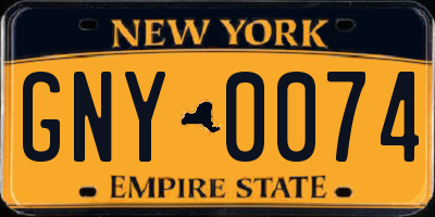 NY license plate GNY0074