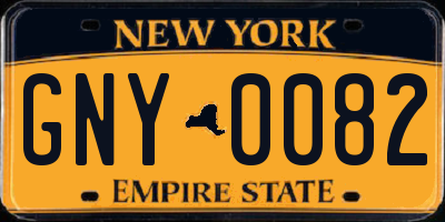 NY license plate GNY0082
