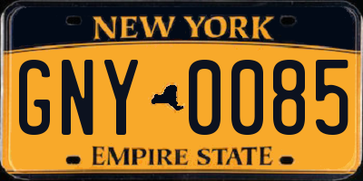 NY license plate GNY0085