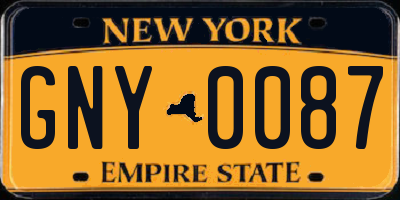 NY license plate GNY0087
