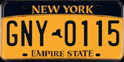 NY license plate GNY0115