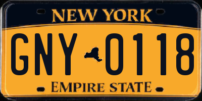 NY license plate GNY0118