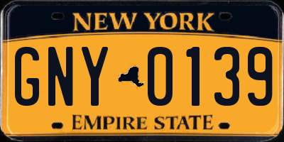 NY license plate GNY0139