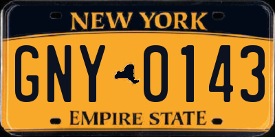 NY license plate GNY0143