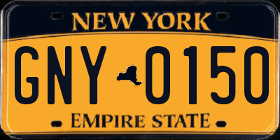 NY license plate GNY0150