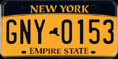 NY license plate GNY0153