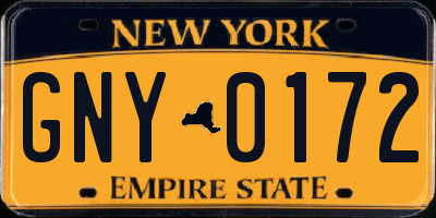 NY license plate GNY0172