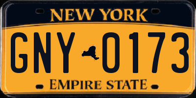 NY license plate GNY0173
