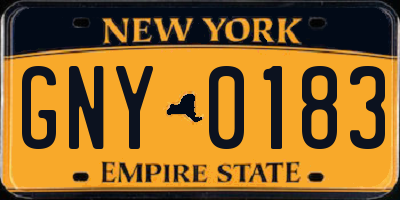 NY license plate GNY0183