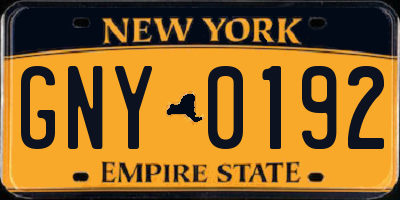 NY license plate GNY0192