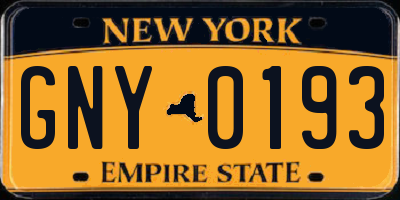 NY license plate GNY0193