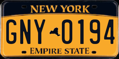 NY license plate GNY0194